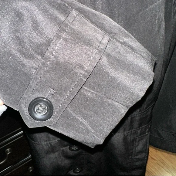 Relativity Black Button Front Trench Coat Size Large - Picture 4 of 16